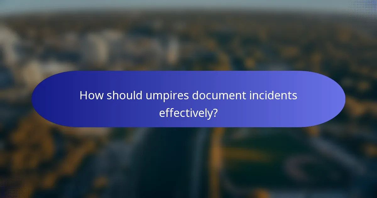 How should umpires document incidents effectively?